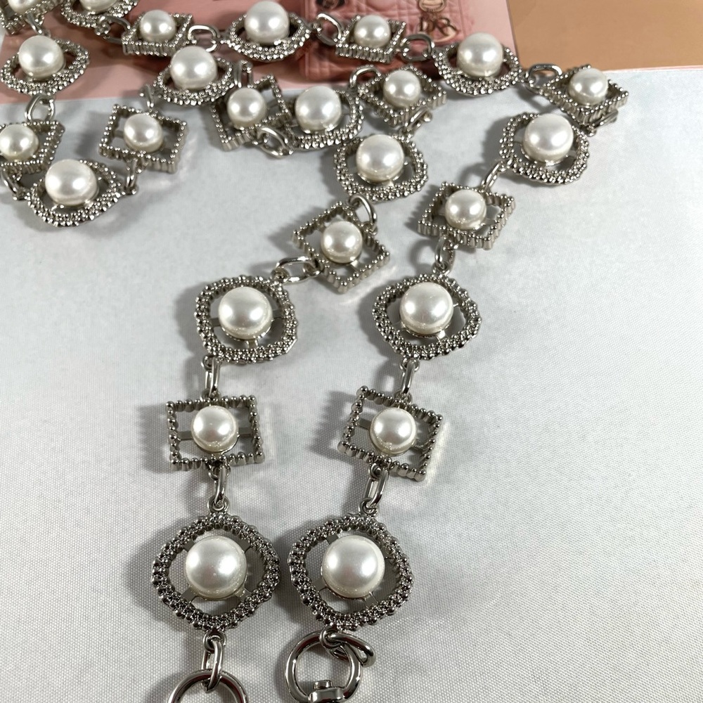Silver pearl chain metal hardware bag chain